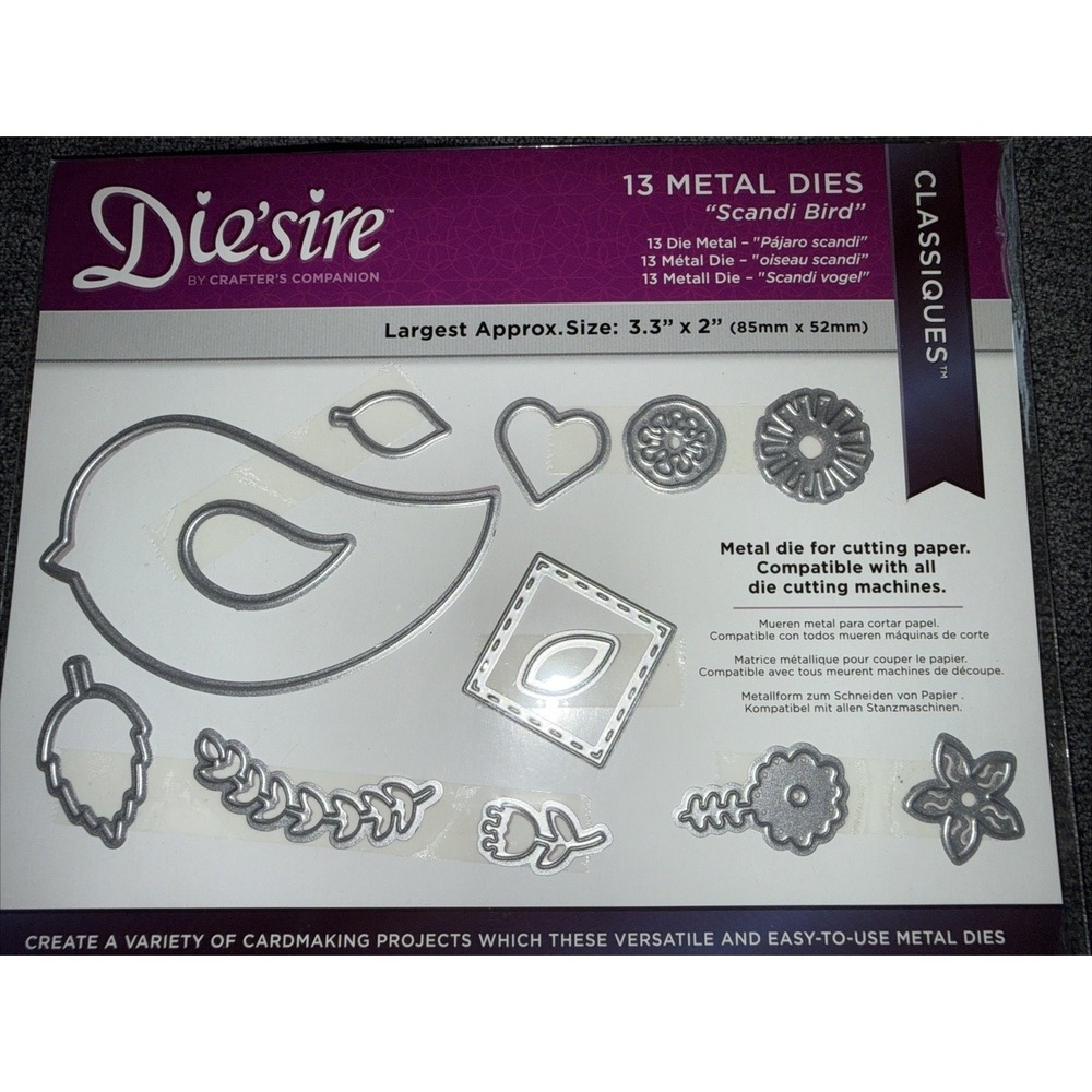 Scandi Bird Die'sire Cutting Die Crafter's Companion Paper Craft 13 pc  Flowers